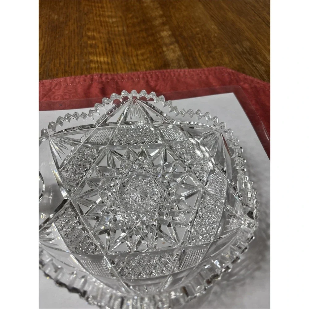 ABP Finely Cut Glass Nappy Hobstar Saw Tooth‎ Rim American Brilliant Period
